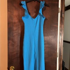 Zara Blue Ruffled Sleeve Dress